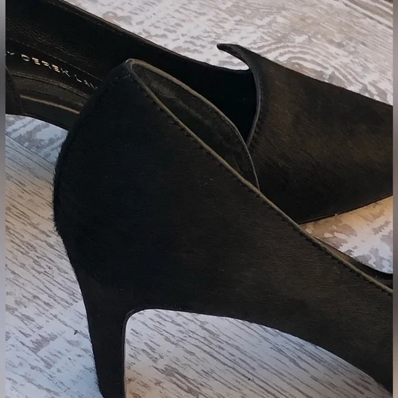 10 Crosby Dereck Lam Black Real Fur High Heels. d’Orsay Pumps, Size 7 1/2 NWOT - Picture 9 of 16